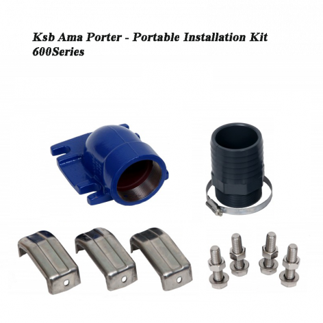 Portable Installation Kit for KSB AMA-Porter 600 Series Pumps (DN65)
3 x Steel Feet with fittings
1 x Hose Tail
1 x Elbow
1 x Hose Clip